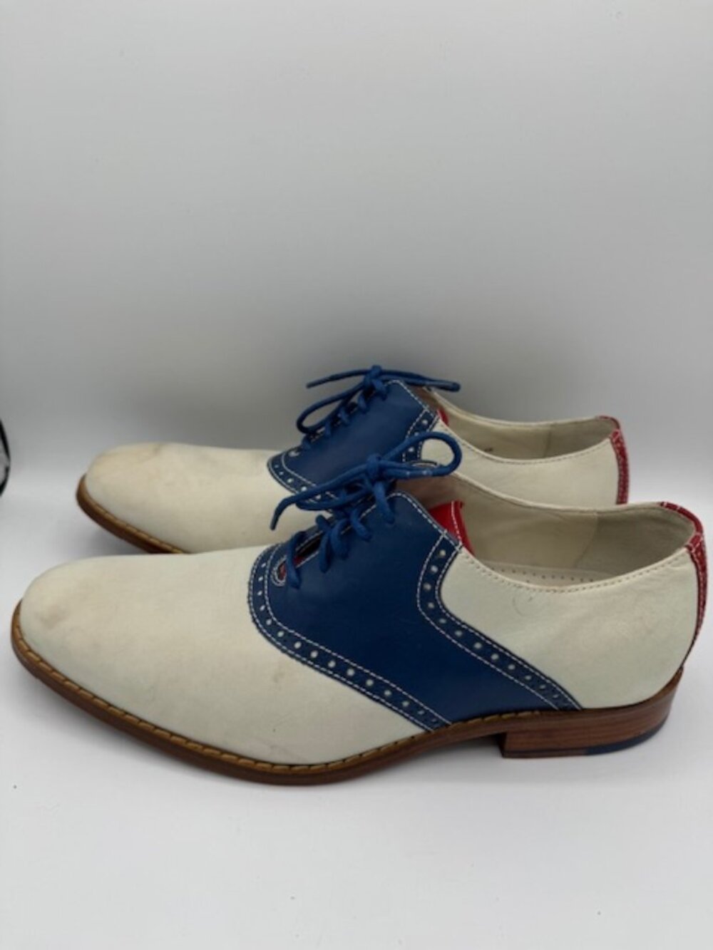 Vintage Cole Haan Air Colton Red, White, Blue Saddle Oxford Shoes Size 9.5M